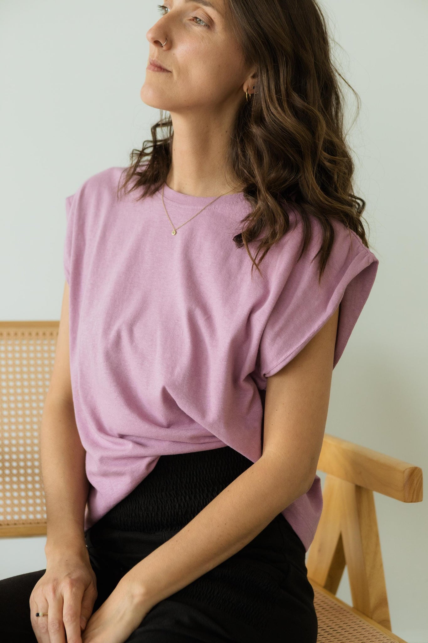 Barcelona Tee - Organic cotton and linen blend boxy cut t shirt - loose fitting natural fiber top