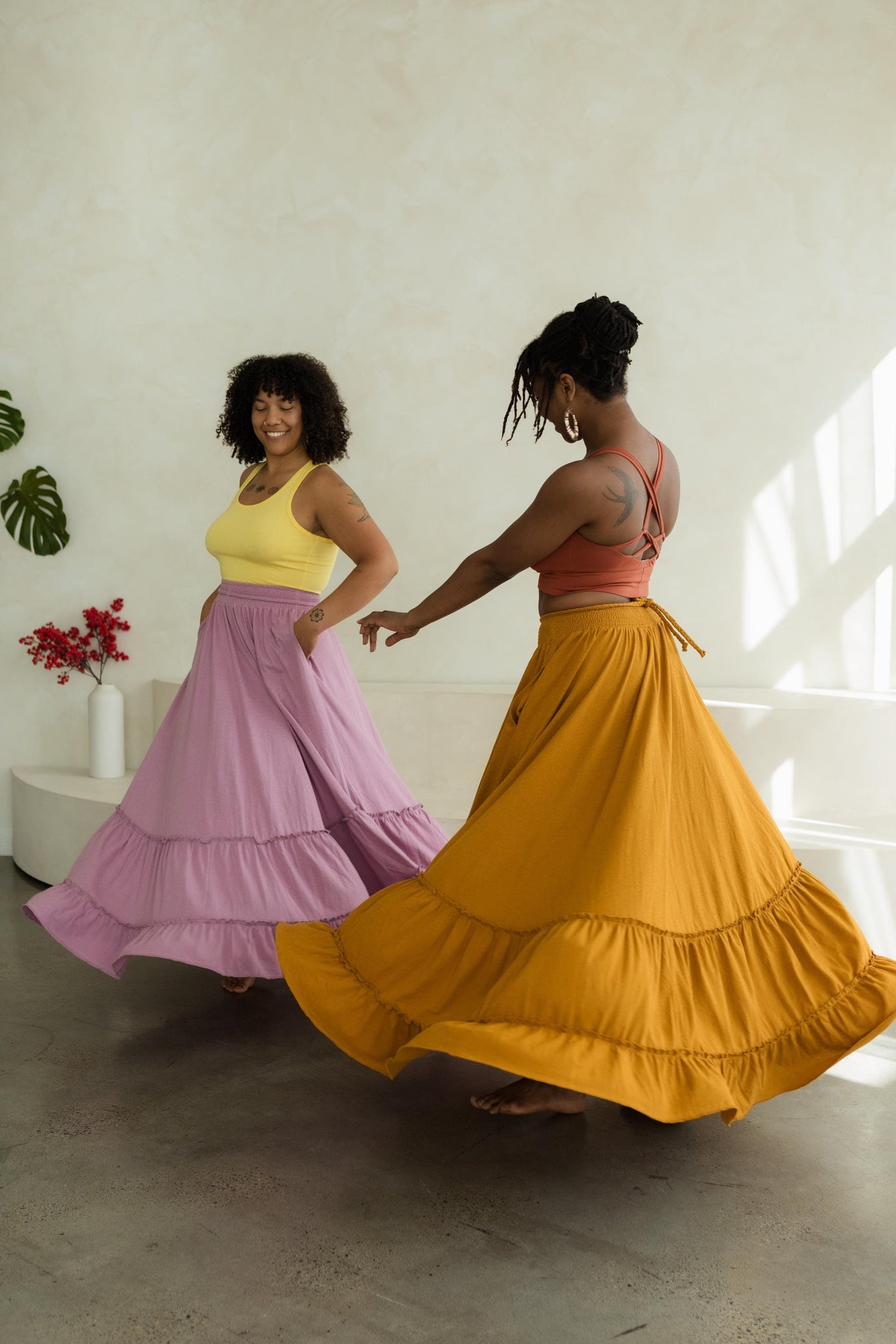 Bella Skirt - Beautiful layered maxi skirt with pockets made from our organic cotton linen blend - elegant twirl skirt