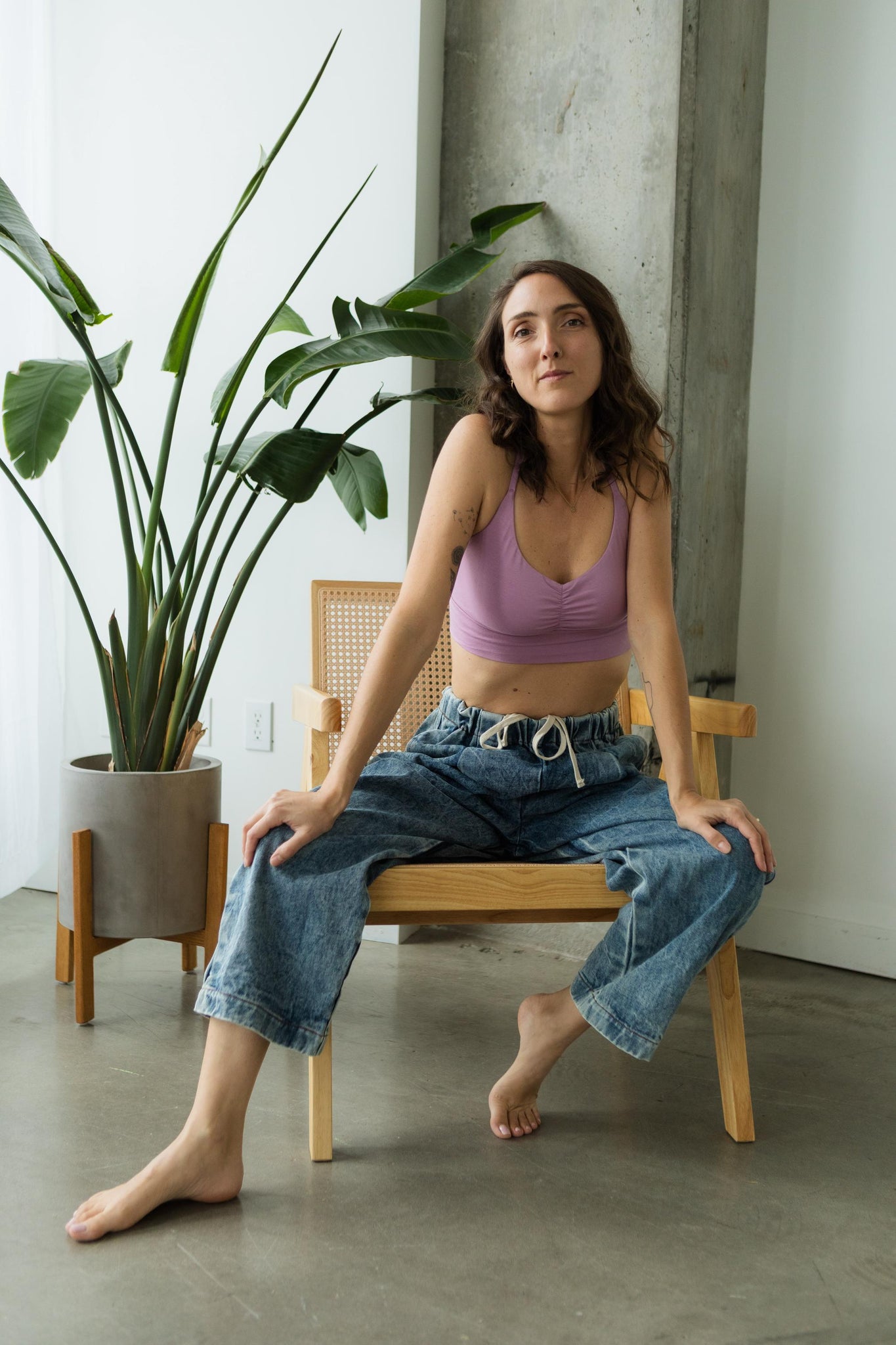 Jeans Número 2 - Wide leg organic cotton jeans with elastic waist and drawstring