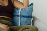 Denim Pillow - Stone washed accent pillow - full of fringe comfy and cute organic cotton pillow