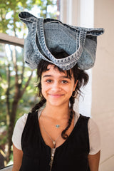 Stonewashed Denim Tote Bag - Organic Cotton Indigo Dyed Handle Bag - Jean Shopping Bag