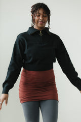 Zipper Sweater - Organic cotton pull over with high zip up neck - cropped sweater