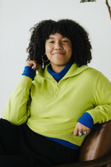 Zipper Sweater - Organic cotton pull over with high zip up neck - cropped sweater