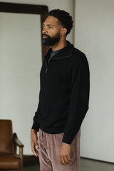 Zip Sweater - organic cotton pull over sweater with collar - zipper polo sweater