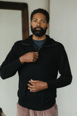 Zip Sweater - organic cotton pull over sweater with collar - zipper polo sweater