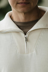 Zip Sweater - organic cotton pull over sweater with collar - zipper polo sweater