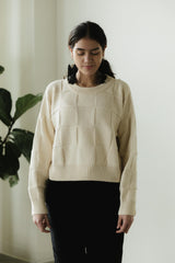 Checkerboard Sweater- 100% organic cotton sweater - natural fiber thick breathable sweater with checkerboard pattern