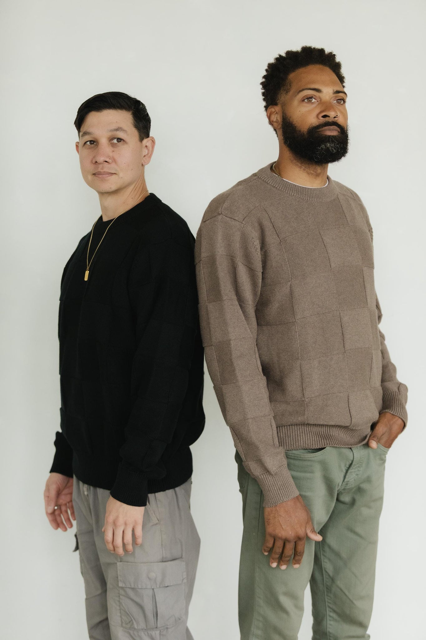 El Checker Sweater - organic cotton knit checkerboard - mid weight natural fiber pull over sweater