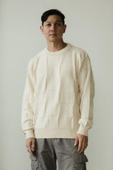 El Checker Sweater - organic cotton knit checkerboard - mid weight natural fiber pull over sweater