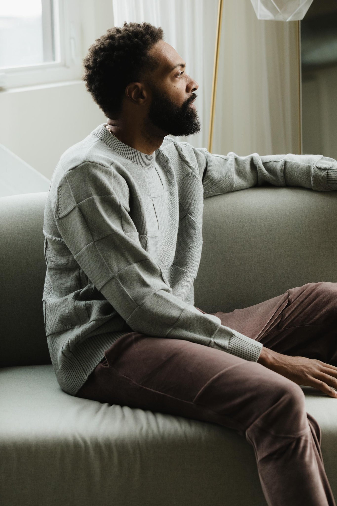 El Checker Sweater - organic cotton knit checkerboard - mid weight natural fiber pull over sweater