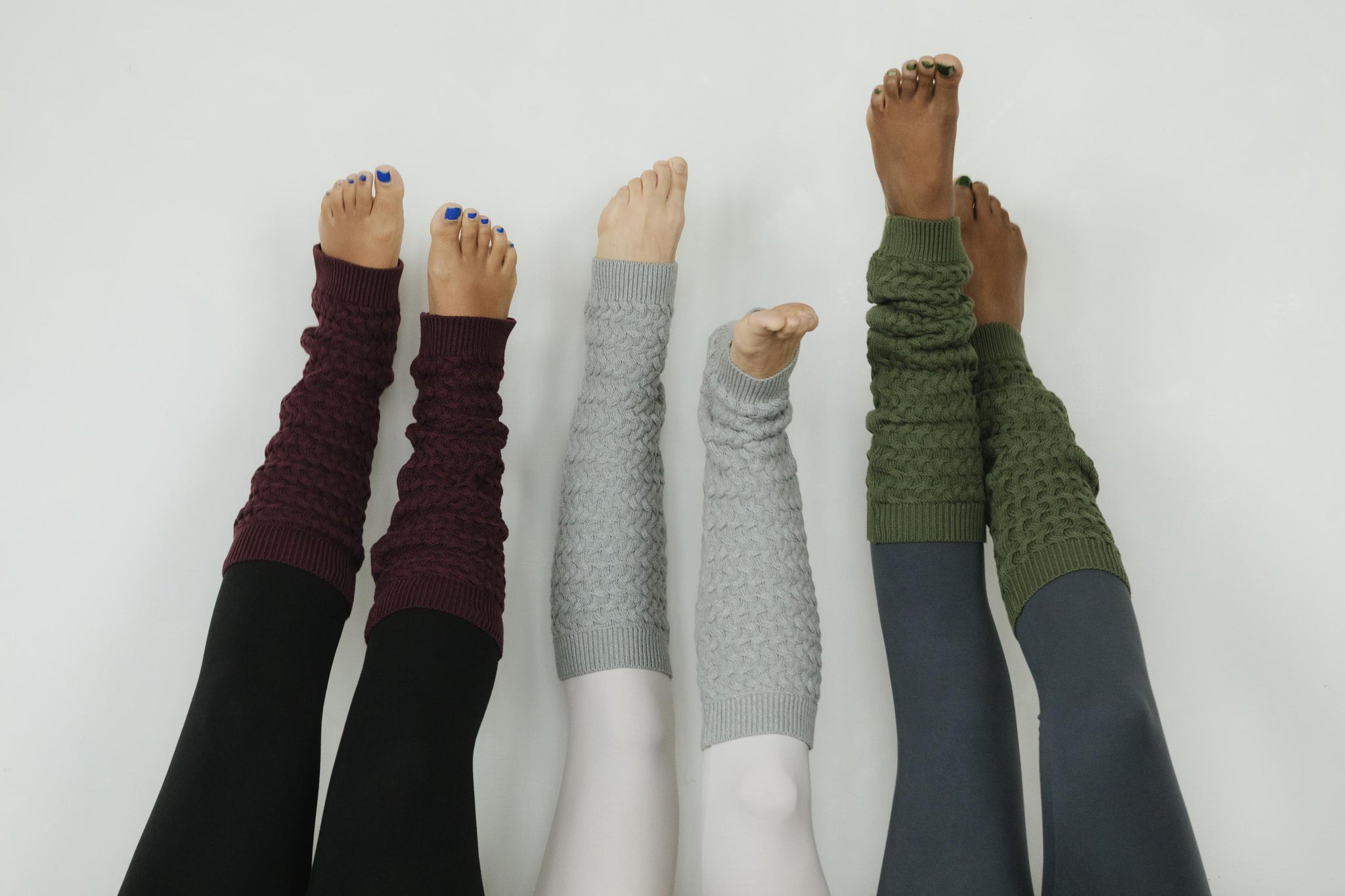 Basketweave Leg Warmers - Organic cotton chunky textured earthy colors