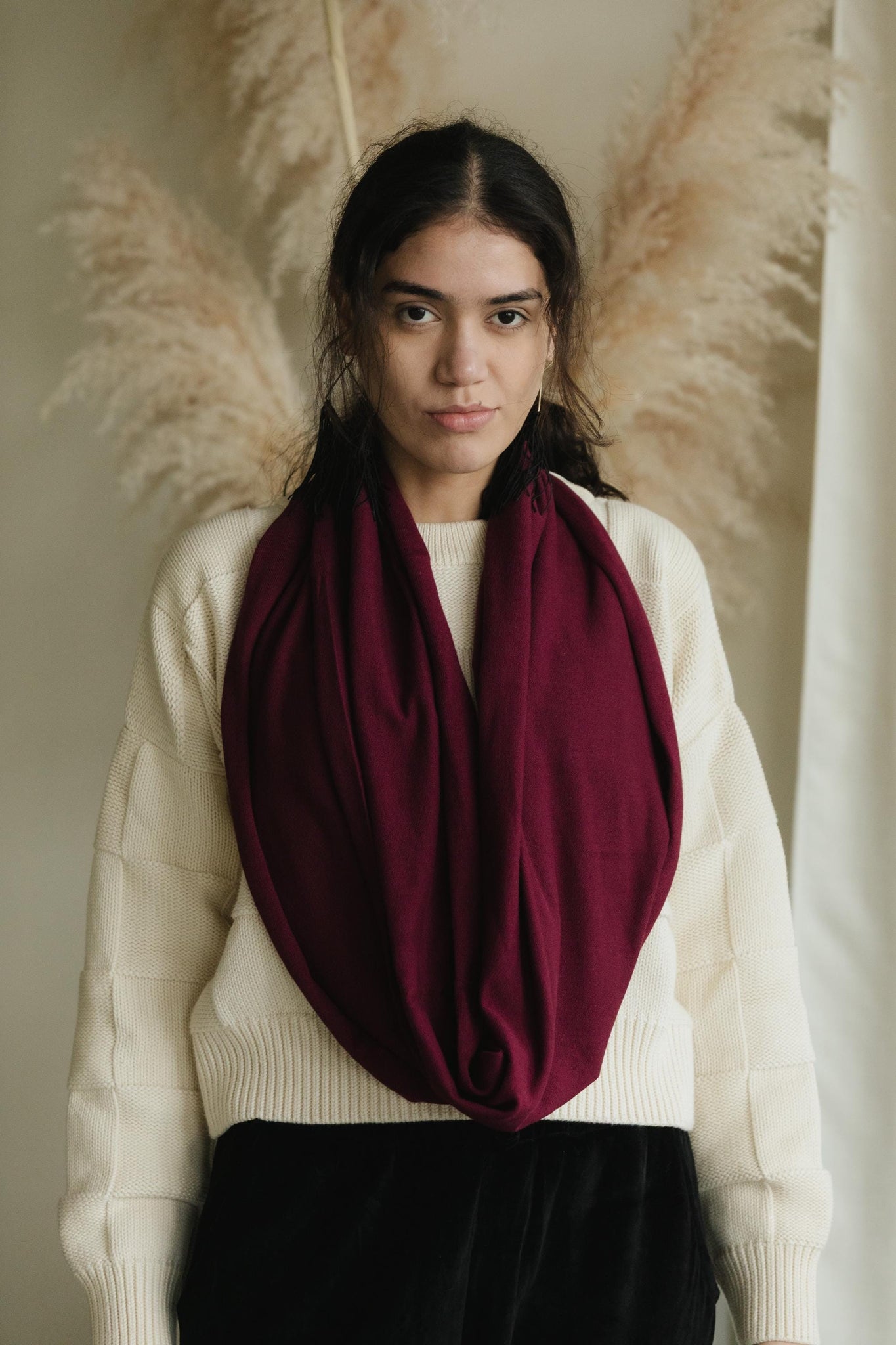 Infinity Scarf - organic cotton knit muffler - natural fiber soft neck warmer