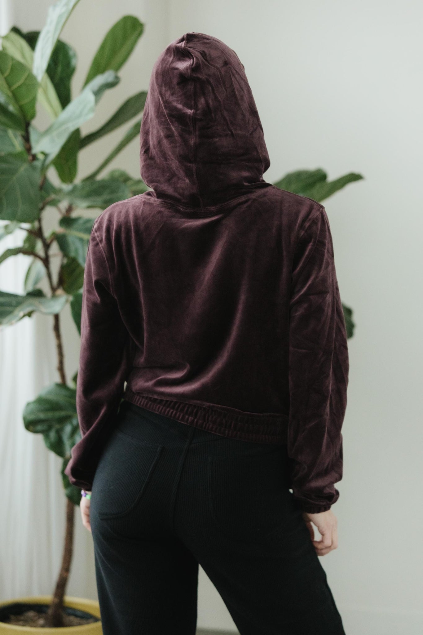 Velvet Hoodie - hooded sweatshirt with high neck made from our organic cotton velvet blend