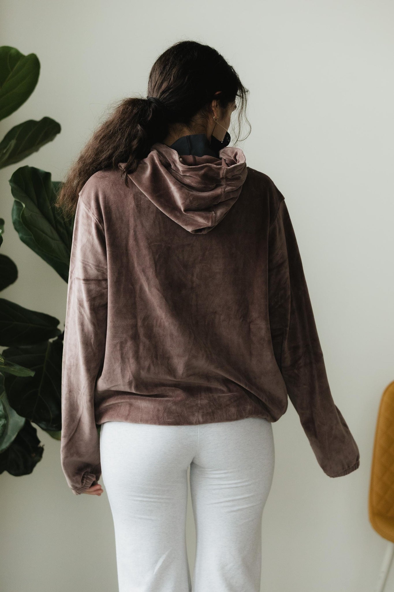 Velvet Hoodie - hooded sweatshirt with high neck made from our organic cotton velvet blend