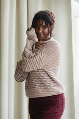 Itim Sweater - Mixed color organic cotton crew neck sweater - stripes of color