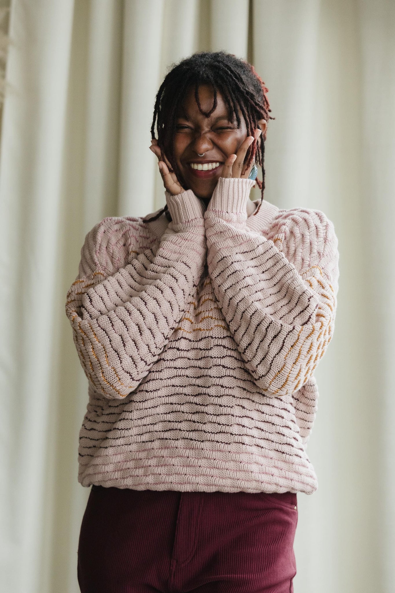 Itim Sweater - Mixed color organic cotton crew neck sweater - stripes of color