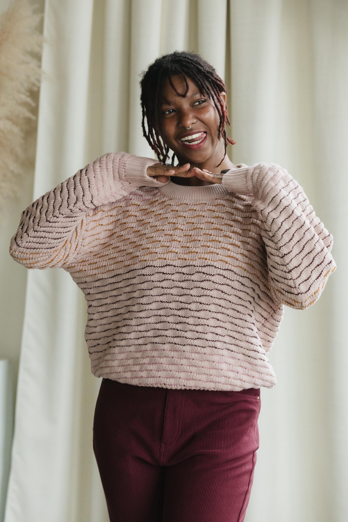 Itim Sweater - Mixed color organic cotton crew neck sweater - stripes of color