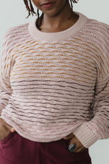 Itim Sweater - Mixed color organic cotton crew neck sweater - stripes of color