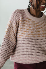 Itim Sweater - Mixed color organic cotton crew neck sweater - stripes of color