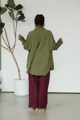 Corduroy Shaket - Organic cotton button down shirt jacket - knit corduroy