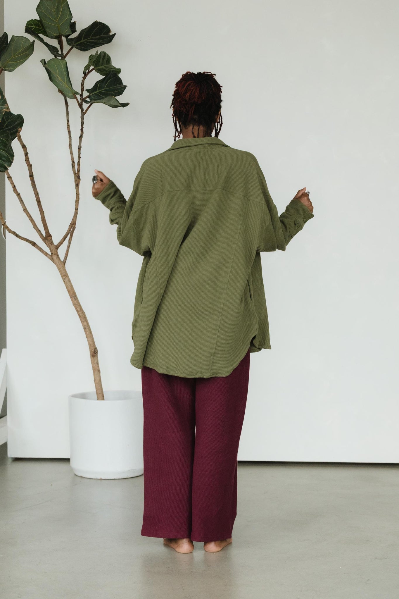 Corduroy Shaket - Organic cotton button down shirt jacket - knit corduroy