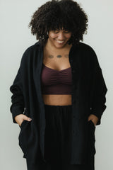 Corduroy Shaket - Organic cotton button down shirt jacket - knit corduroy