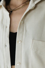 Corduroy Shaket - Organic cotton button down shirt jacket - knit corduroy