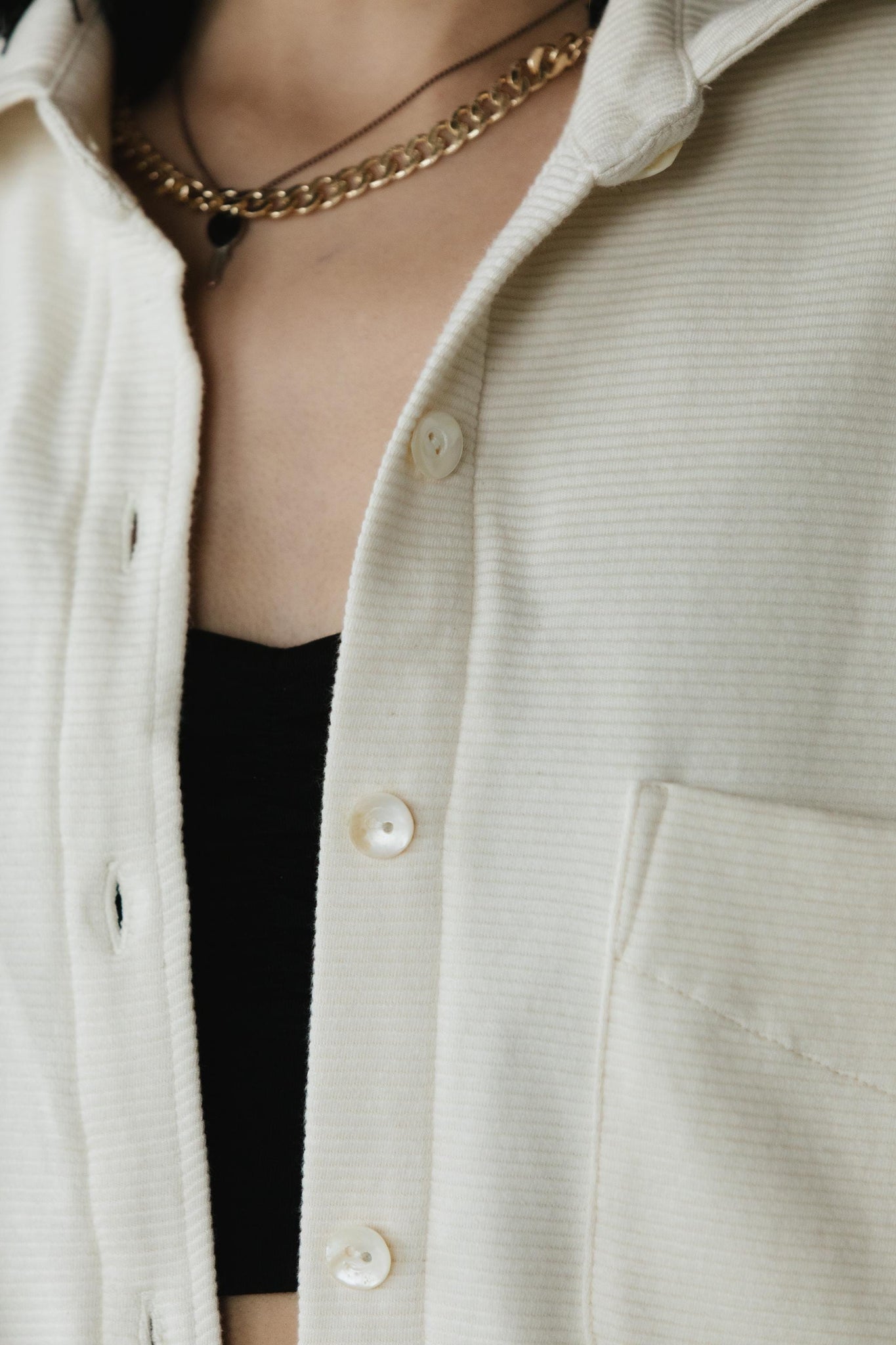 Corduroy Shaket - Organic cotton button down shirt jacket - knit corduroy