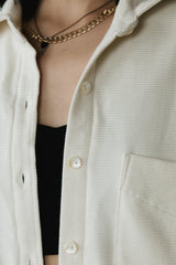 Corduroy Shaket - Organic cotton button down shirt jacket - knit corduroy