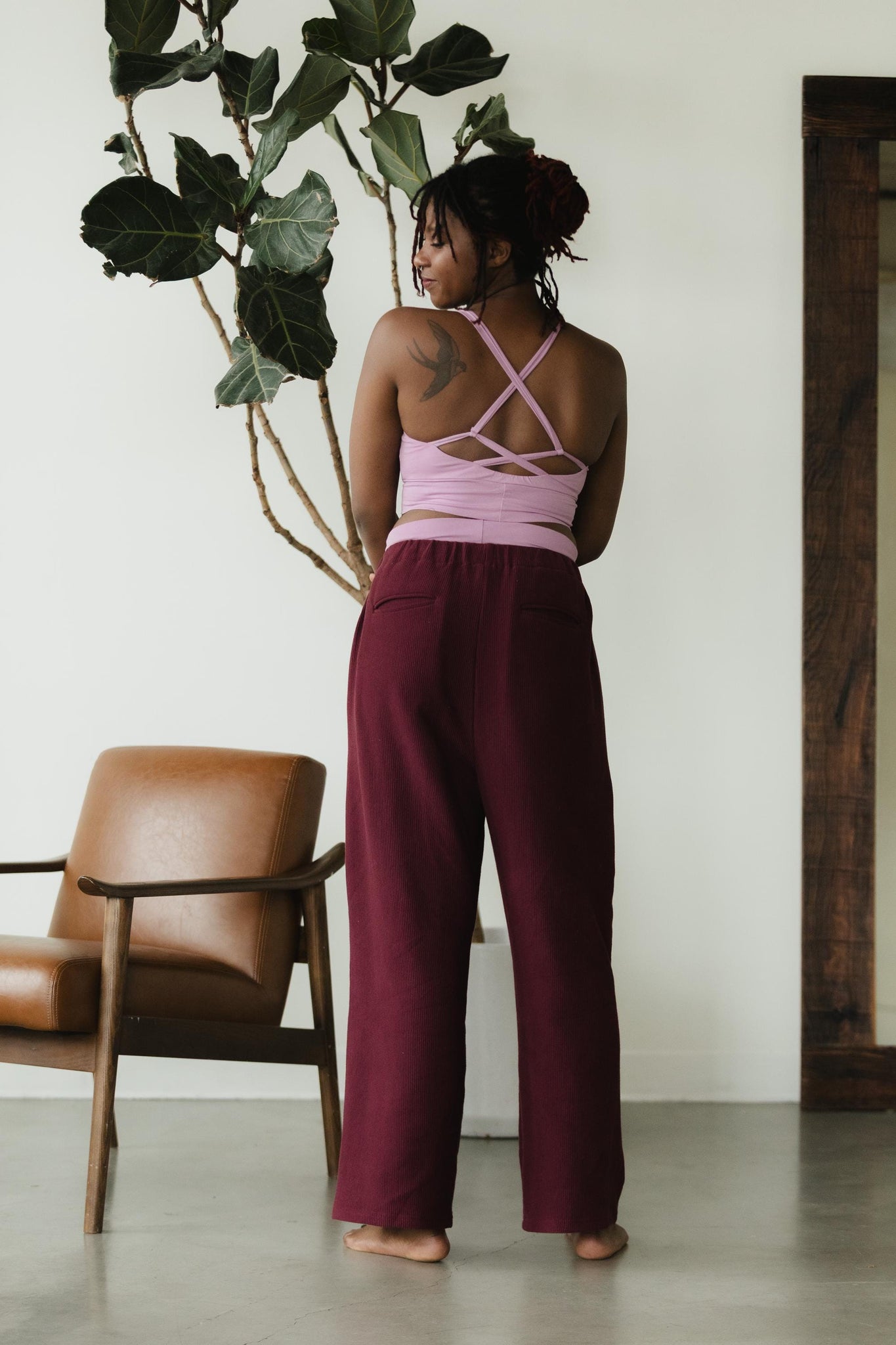 Zsuzsi Pants - Corduroy Wide leg organic cotton pants with elastic waist drawstring and pockets