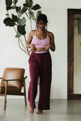 Zsuzsi Pants - Corduroy Wide leg organic cotton pants with elastic waist drawstring and pockets