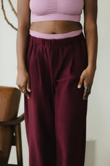 Zsuzsi Pants - Corduroy Wide leg organic cotton pants with elastic waist drawstring and pockets
