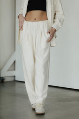 Zsuzsi Pants - Corduroy Wide leg organic cotton pants with elastic waist drawstring and pockets