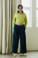 Jeans Número 2 - Wide leg organic cotton jeans with elastic waist and drawstring