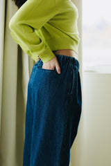 Jeans Número 2 - Wide leg organic cotton jeans with elastic waist and drawstring