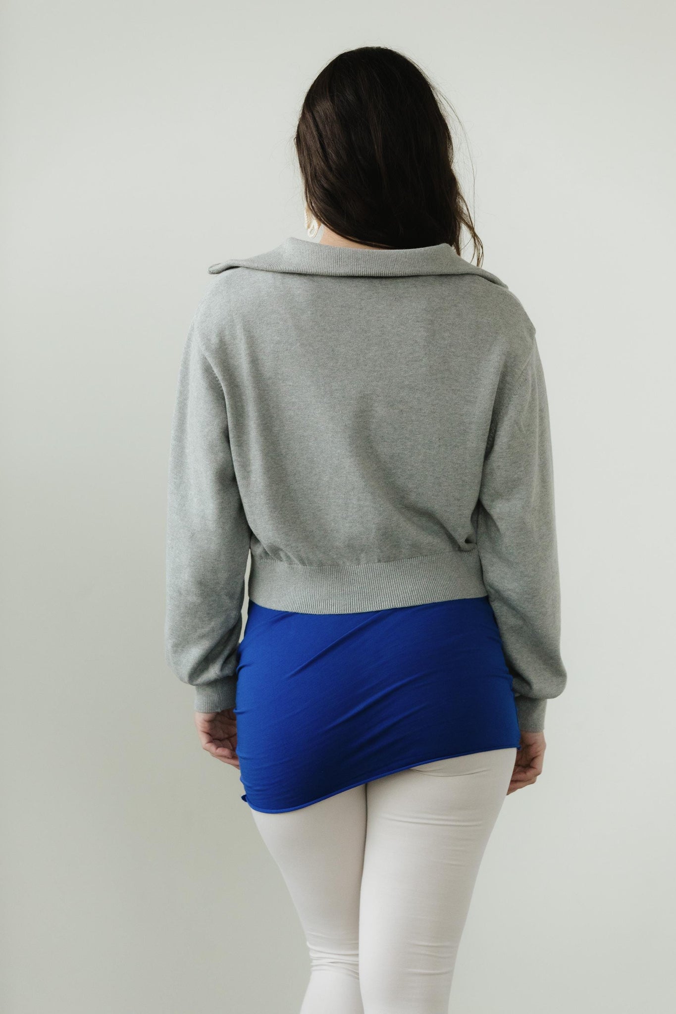 Zipper Sweater - Organic cotton pull over with high zip up neck - cropped sweater