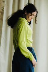 Zipper Sweater - Organic cotton pull over with high zip up neck - cropped sweater