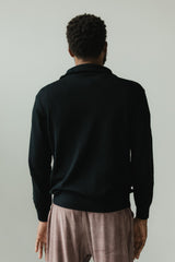 Zip Sweater - organic cotton pull over sweater with collar - zipper polo sweater