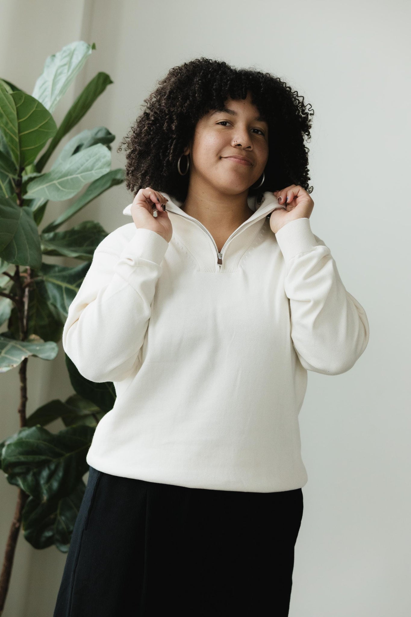 Zip Sweater - organic cotton pull over sweater with collar - zipper polo sweater