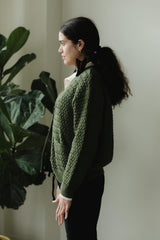 Basketweave Button Down Sweater - one hundred percent organic cotton thick cardigan - pockets