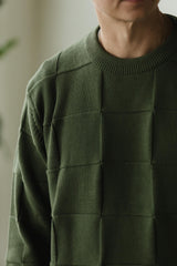 El Checker Sweater - organic cotton knit checkerboard - mid weight natural fiber pull over sweater