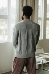 El Checker Sweater - organic cotton knit checkerboard - mid weight natural fiber pull over sweater