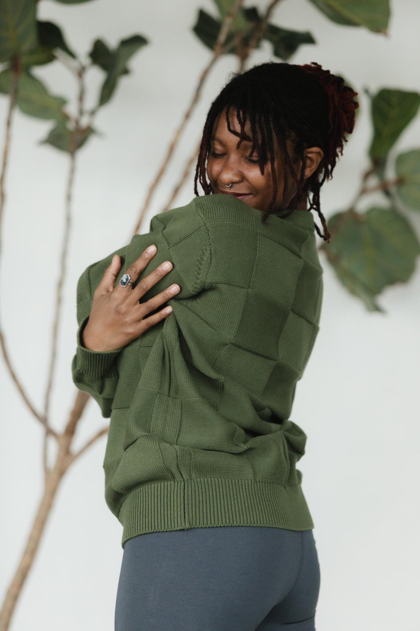 El Checker Sweater - organic cotton knit checkerboard - mid weight natural fiber pull over sweater