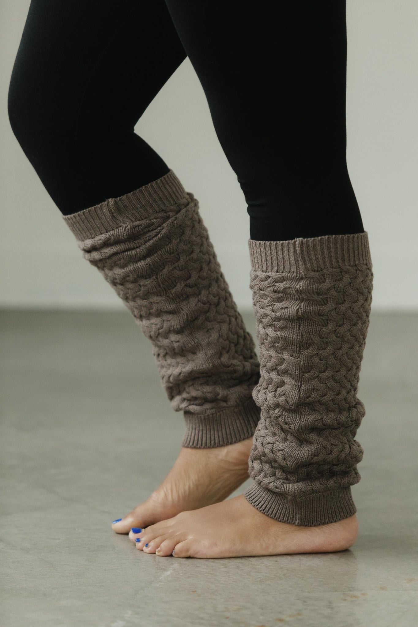Basketweave Leg Warmers - Organic cotton chunky textured earthy colors
