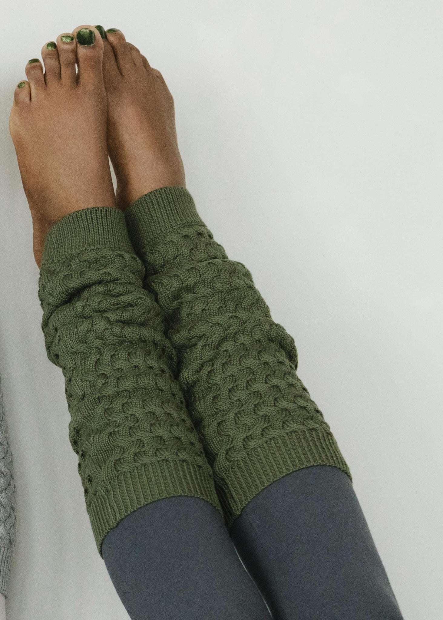 Basketweave Leg Warmers - Organic cotton chunky textured earthy colors