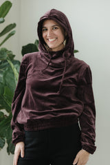 Velvet Hoodie - hooded sweatshirt with high neck made from our organic cotton velvet blend