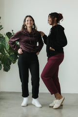 Velvet Hoodie - hooded sweatshirt with high neck made from our organic cotton velvet blend