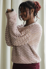 Itim Sweater - Mixed color organic cotton crew neck sweater - stripes of color