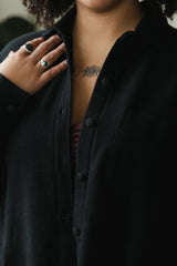 Corduroy Shaket - Organic cotton button down shirt jacket - knit corduroy