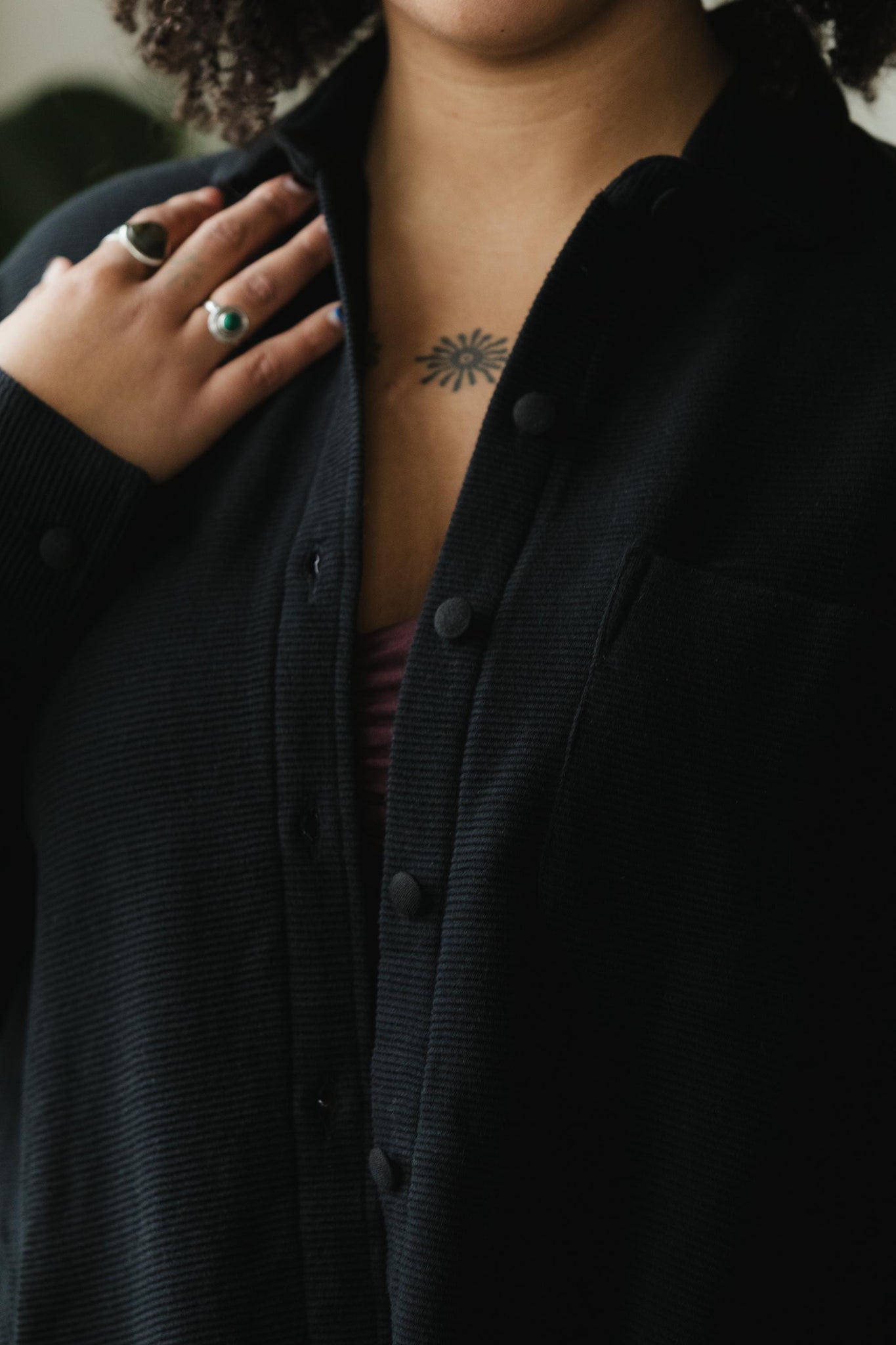 Corduroy Shaket - Organic cotton button down shirt jacket - knit corduroy